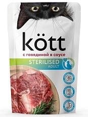 Kott для стерилизованных кошек с говядиной в соусе